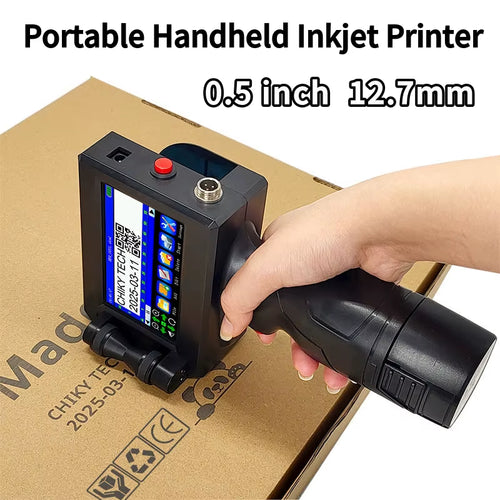 12.7MM Portable Handheld Inkjet Printer for Production Date Barcode Label Coding Machine Batch Number QR Quick Drying